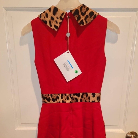 D&G- Dolce & Gabbana Red Leopard Print Mini Dress IT Size 36 - Picture 3 of 7